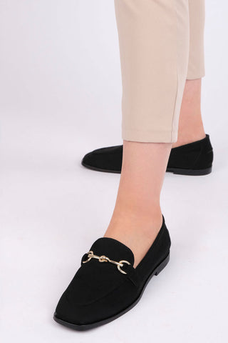 Kadın Loafer Ayakkabı Denosa - Siyah Süet