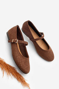 Kadın Bantlı Günlük Babet Afira - Kahve Süet