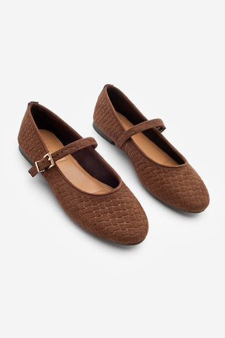 Kadın Bantlı Günlük Babet Afira - Kahve Süet