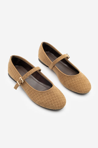 Kadın Bantlı Günlük Babet Afira - Taba Süet