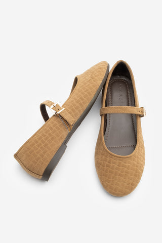 Kadın Bantlı Günlük Babet Afira - Taba Süet