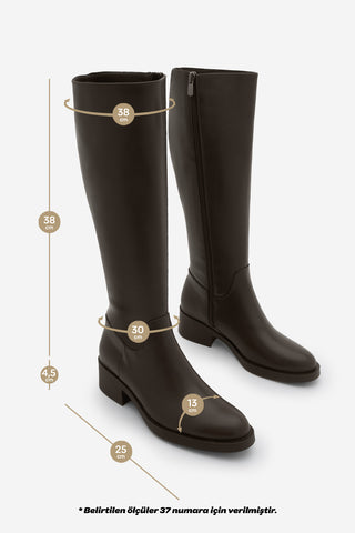 Kadın Topuklu Çizme Lunces - Kahve