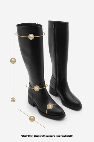 Kadın Topuklu Çizme Lunces - Siyah