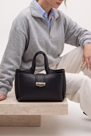 Kadın Uzun Askılı Çapraz Ve El Çantası Sernis - Siyah