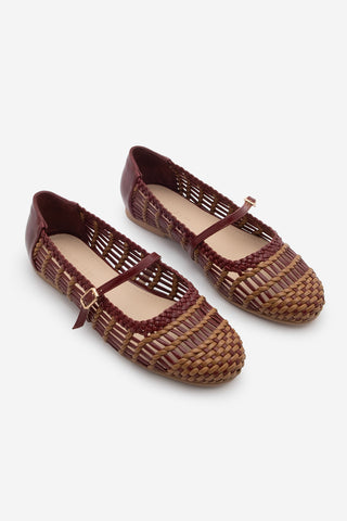 Kadın El Örgülü Babet Limba - Bordo