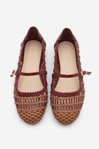 Kadın El Örgülü Babet Limba - Bordo