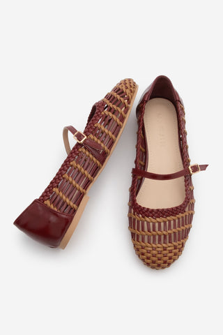 Kadın El Örgülü Babet Limba - Bordo