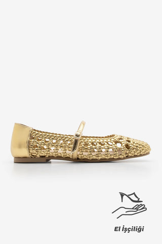 Kadın El Örgülü Babet Vonzo - Altın