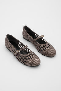 Kadın El Örgüsü Mary Jane Bantlı Babet Babet Olisa - Platin