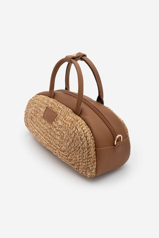 Kadın El Örgüsü El Ve Omuz Çantası Gizela - Taba Hasır