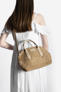 Kadın El Örgüsü El Ve Omuz Çantası Soper - Bej Hasır