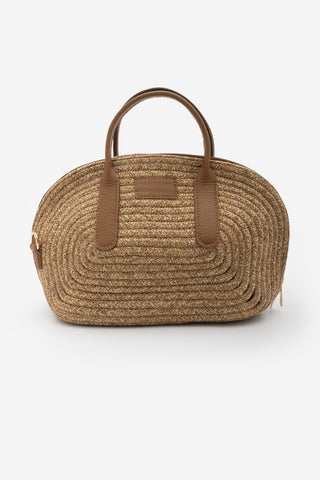 Kadın El Örgüsü El Ve Omuz Çantası Soper - Taba Hasır