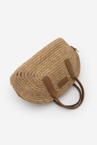 Kadın El Örgüsü El Ve Omuz Çantası Soper - Taba Hasır