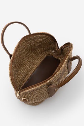 Kadın El Örgüsü El Ve Omuz Çantası Soper - Taba Hasır