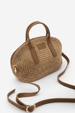 Kadın El Örgüsü El Ve Omuz Çantası Soper - Taba Hasır
