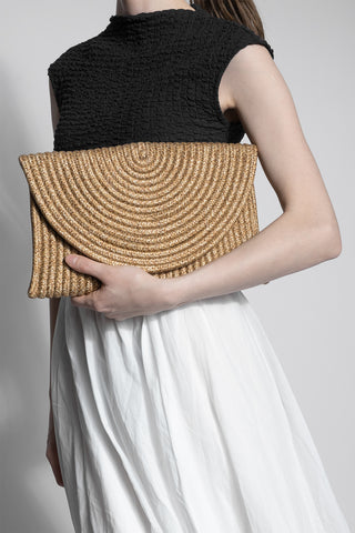 Kadın El Örgüsü Clutch & Portföy El Çantası Zolyan - Bej Hasır