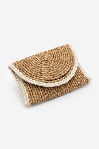 Kadın El Örgüsü Clutch & Portföy El Çantası Zolyan - Ekru Hasır