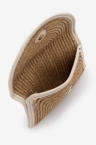 Kadın El Örgüsü Clutch & Portföy El Çantası Zolyan - Ekru Hasır
