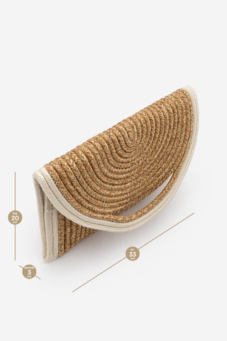 Kadın El Örgüsü Clutch & Portföy El Çantası Zolyan - Ekru Hasır