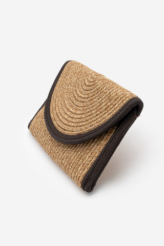 Kadın El Örgüsü Clutch & Portföy El Çantası Zolyan - Kahve Hasır