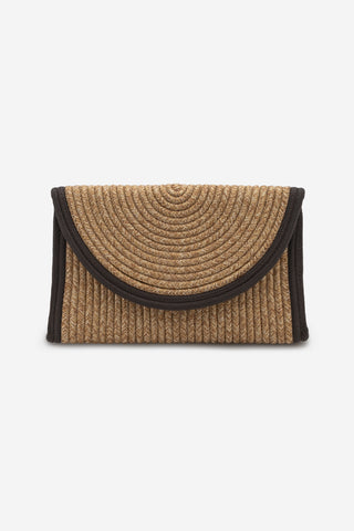Kadın El Örgüsü Clutch & Portföy El Çantası Zolyan - Kahve Hasır