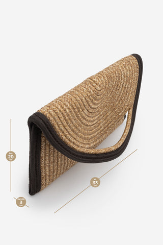 Kadın El Örgüsü Clutch & Portföy El Çantası Zolyan - Kahve Hasır