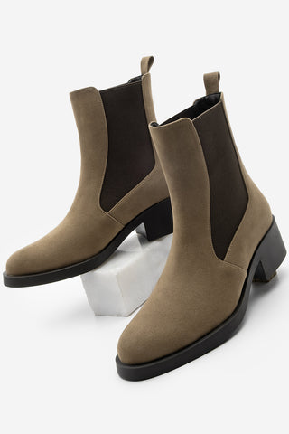 Kadın Lastikli Topuklu Günlük Bot Espato - Vizon Süet