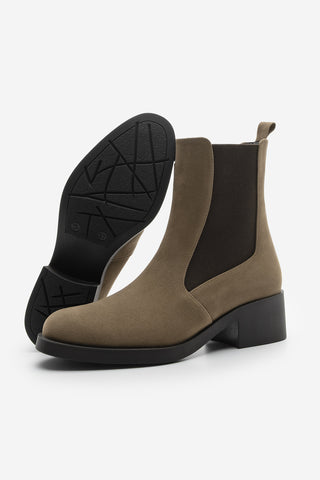 Kadın Lastikli Topuklu Günlük Bot Espato - Vizon Süet