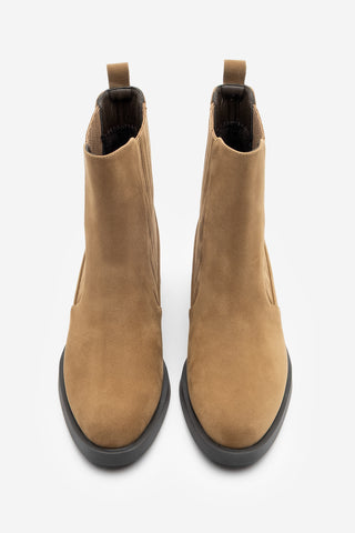 Kadın Lastikli Topuklu Günlük Bot Zokes - Taba Süet