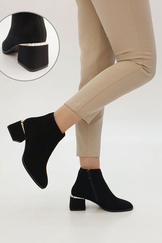 Kadın Topuklu Bot Falen - Siyah Süet