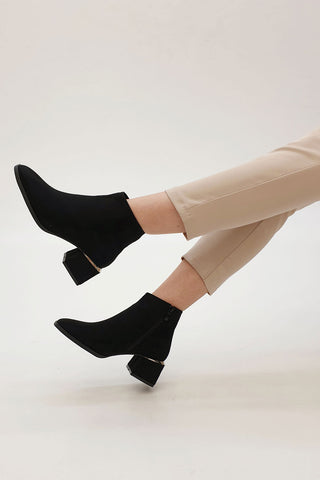 Kadın Topuklu Bot Falen - Siyah Süet