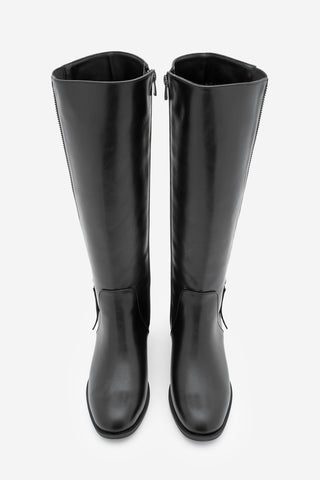 Kadın Fermuar Aksesuarlı Topuklu Çizme Aneka - Siyah