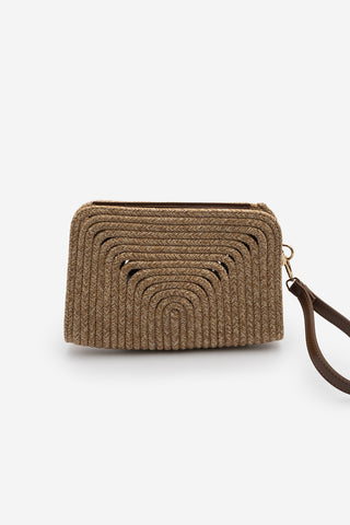 Kadın El Örgüsü Clutch El Çantası Ezino - Taba Hasır