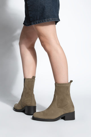 Kadın Topuklu Günlük Bot Befor - Vizon Süet