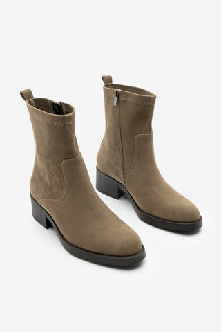 Kadın Topuklu Günlük Bot Befor - Vizon Süet