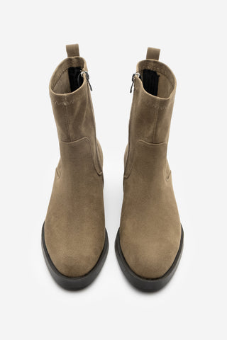 Kadın Topuklu Günlük Bot Befor - Vizon Süet