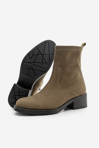 Kadın Topuklu Günlük Bot Befor - Vizon Süet