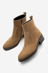 Kadın Topuklu Günlük Bot Gontre - Taba Süet