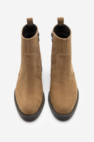 Kadın Topuklu Günlük Bot Gontre - Taba Süet