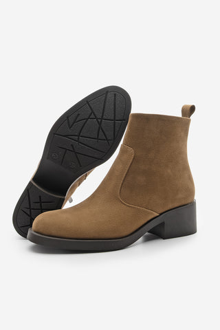 Kadın Topuklu Günlük Bot Gontre - Taba Süet