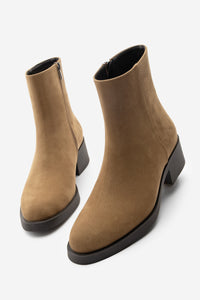 Kadın Topuklu Günlük Bot Huna - Taba Süet