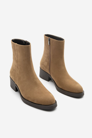 Kadın Topuklu Günlük Bot Huna - Taba Süet