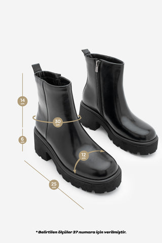 Kadın Kalın Taban Günlük Bot Finto - Siyah