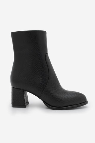 Kadın Kalın Topuklu Bot Mirasa - Siyah Croco