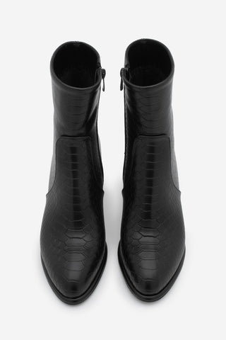 Kadın Kalın Topuklu Bot Mirasa - Siyah Croco