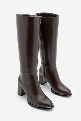 Kadın Kalın Topuklu Çizme Lovet - Kahve