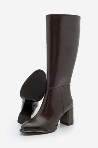 Kadın Kalın Topuklu Çizme Lovet - Kahve