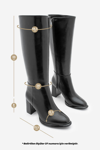 Kadın Kalın Topuklu Çizme Lovet - Siyah