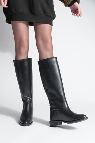 Kadın Fermuarsız Günlük Çizme Meloya - Siyah