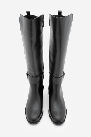 Kadın Tokalı Topuklu Çizme Ayole - Siyah